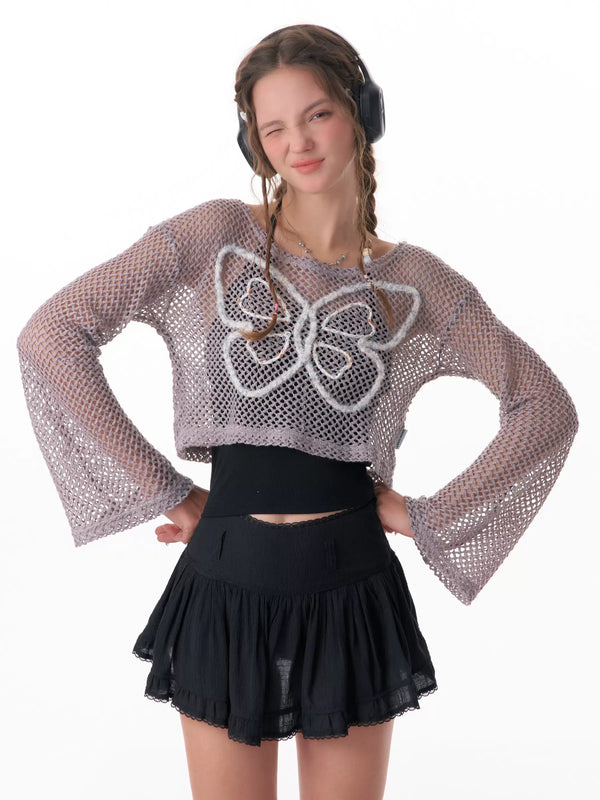 Retro Butterfly Knit Sunscreen Top