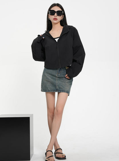 Short Hooded Cardigan Jacket