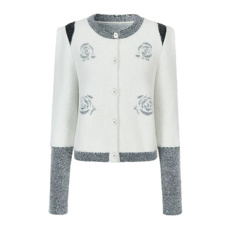 Scattered Roses Jacquard Cardigan