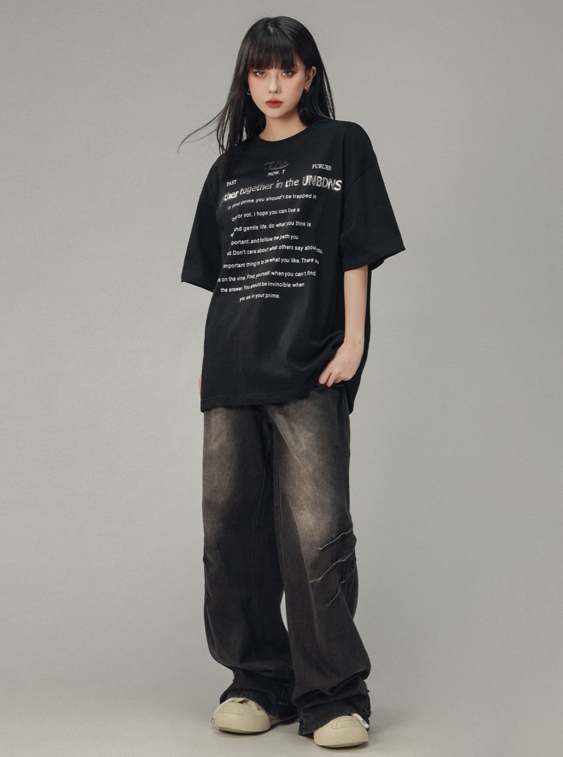 American High Street Metallic Black T-Shirt