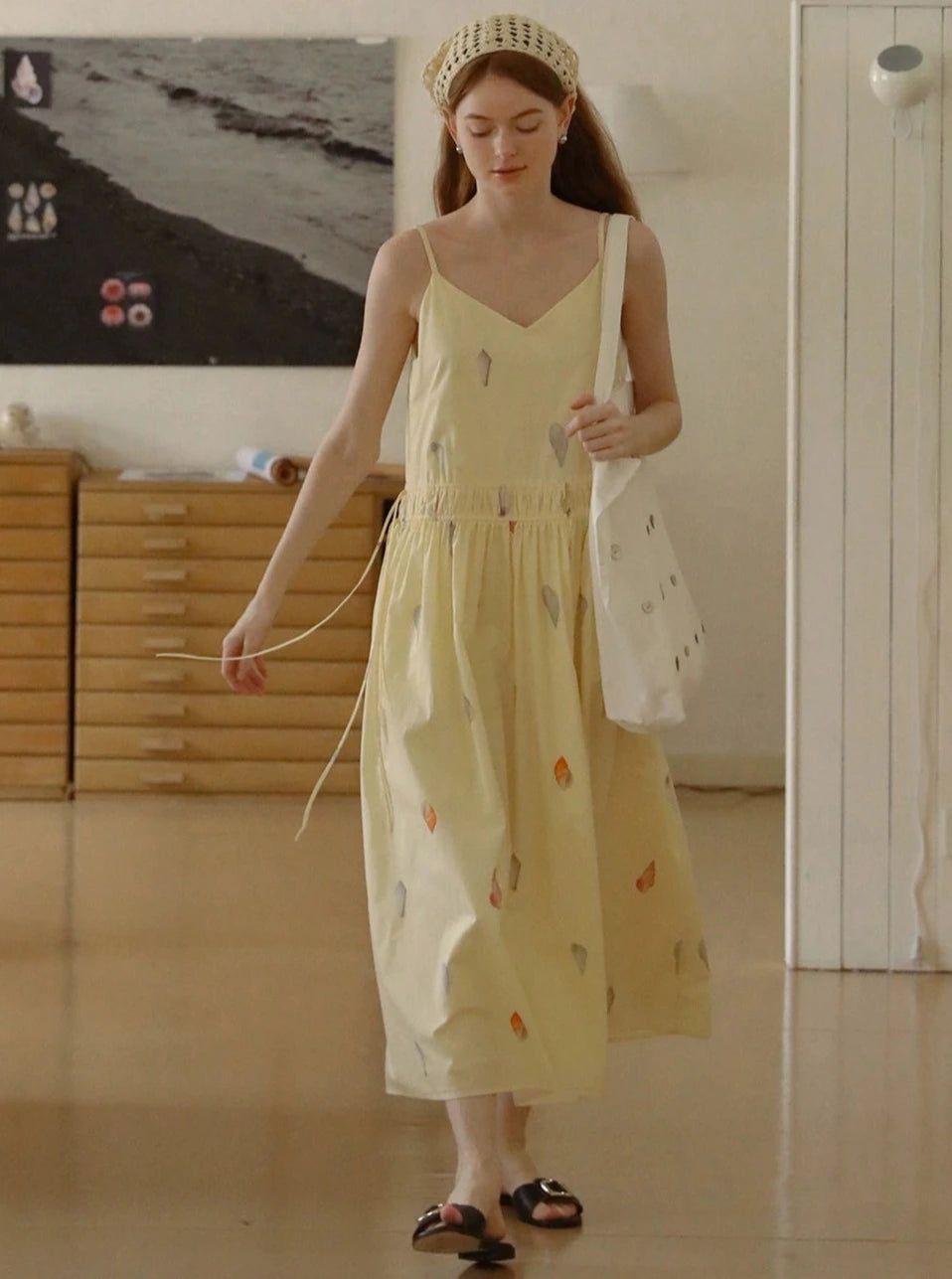 Vintage French Shell Print Dress