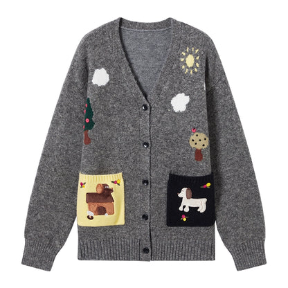 Jacquard V-Neck Cardigan Sweater