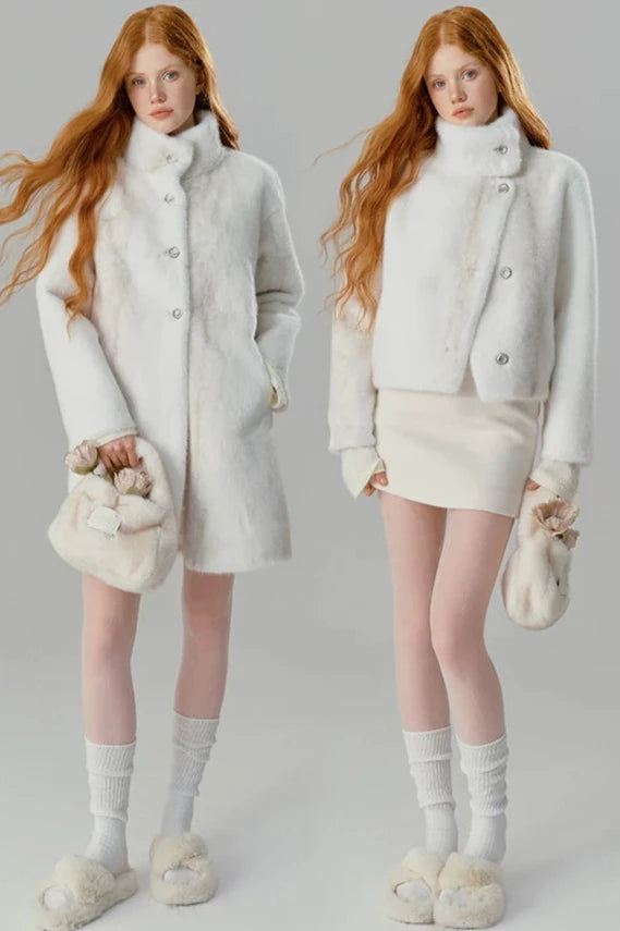 WHITE MINK FUR SHORT COAT