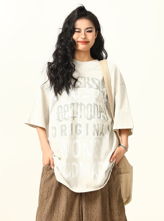 American Vintage Fuzzy Letter Print T-Shirt