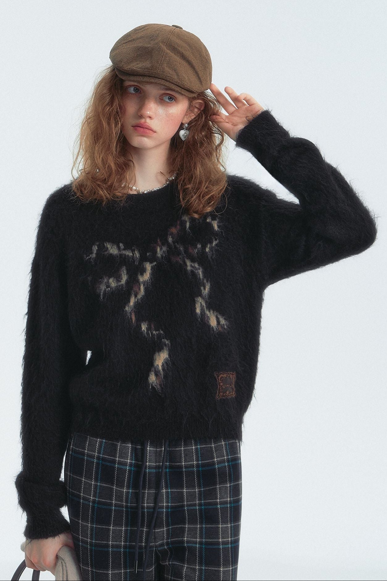 Leopard-Print Bow Crewneck Jumper