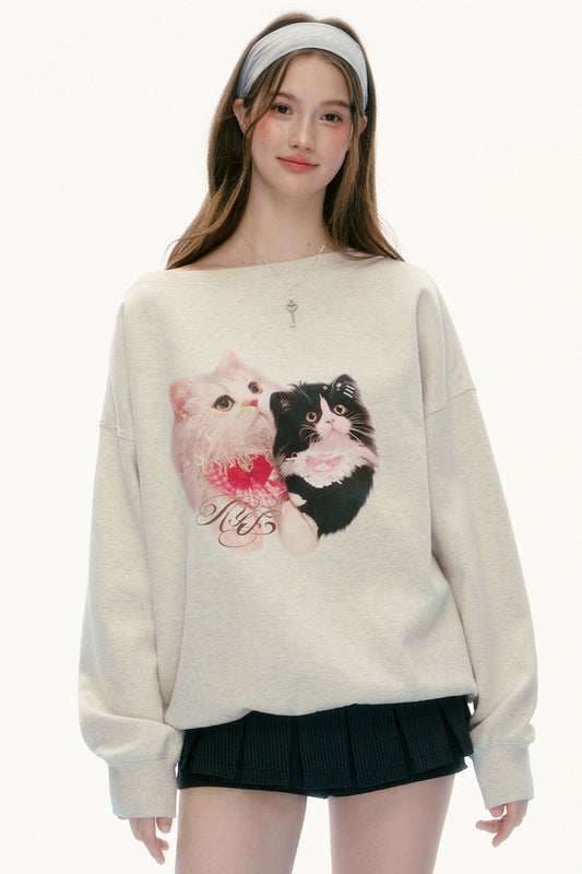 Retro Loose Round Neck Sweatshirt