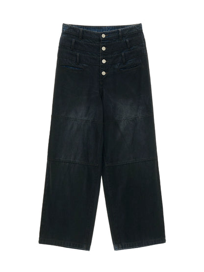 MAMC Herbst neue Drei-Bund-amerikanische Retro-Jeans, lockere Skinny Straight-leg Wide-leg Pants, Casual Pants