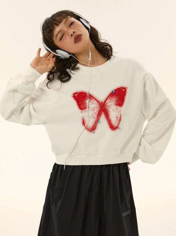 vintage butterfly print sweatshirt top