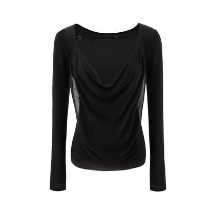 Swing Chiffon V-neck Long Sleeve Shirt