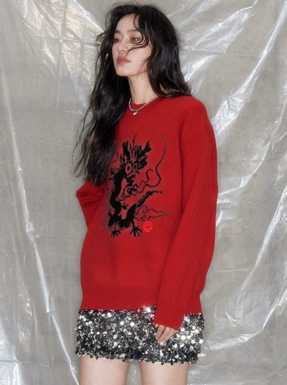 Dragon Zodiac Knitwear Top