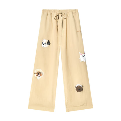 Vintage Wide-leg Khaki Trousers