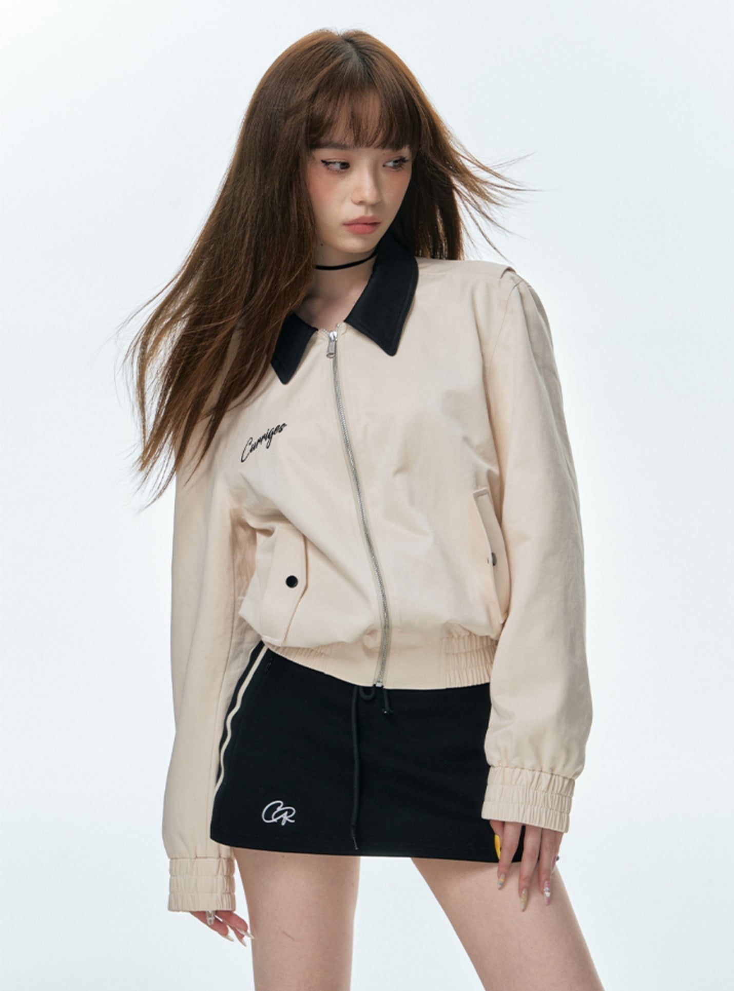 Retro Stitching Contrast Short Jacket