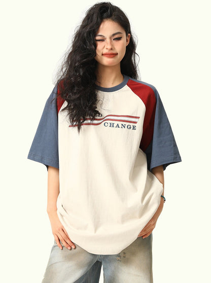 Stitching Contrast Raglan T-Shirt