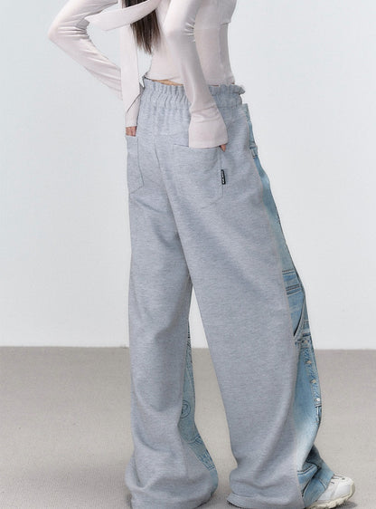 Straight-leg loose denim trousers