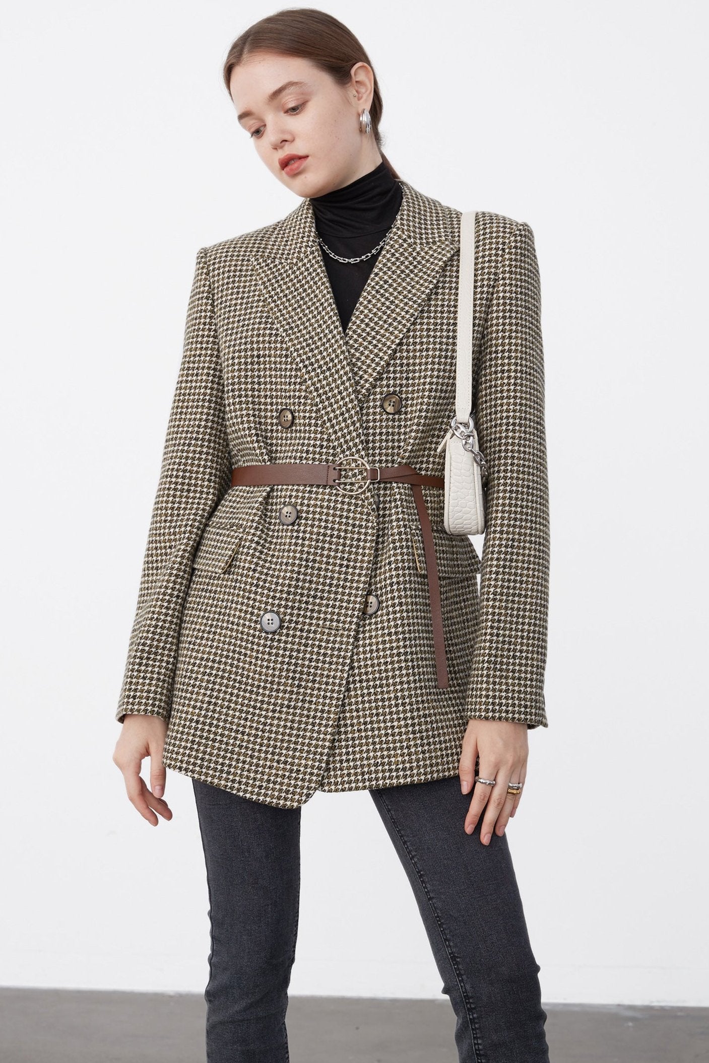 Luxury Houndstooth Suit Jacket