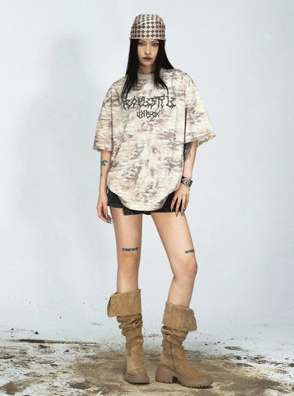 Camouflage Letter Print T-Shirt