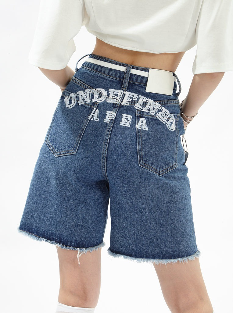 American Big Letter Printed Denim Pants