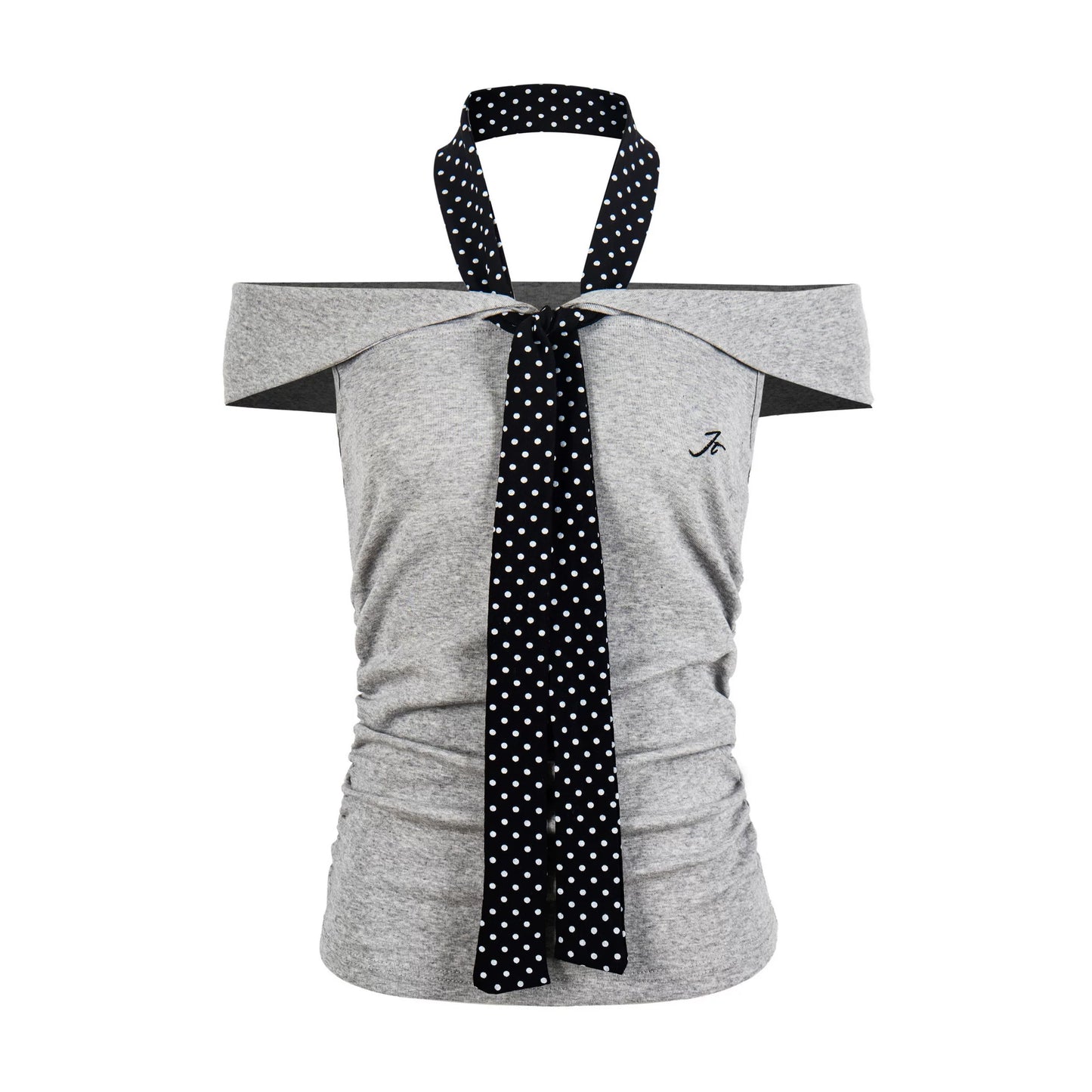 Retro Gray Off-Shoulder Top