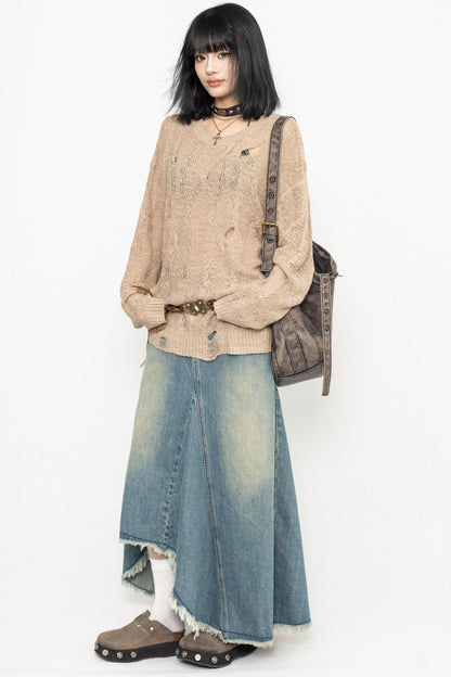 Long Sleeve Mesh Knit Top