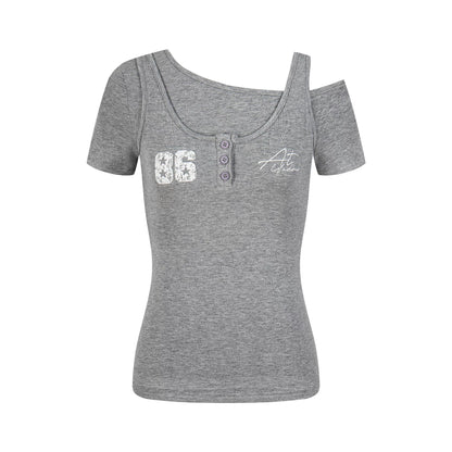 Retro-Asymmetrisches-Schwarz-Oberteil