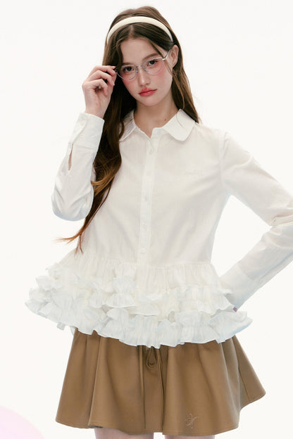 French Retro Lace Lapel Shirt