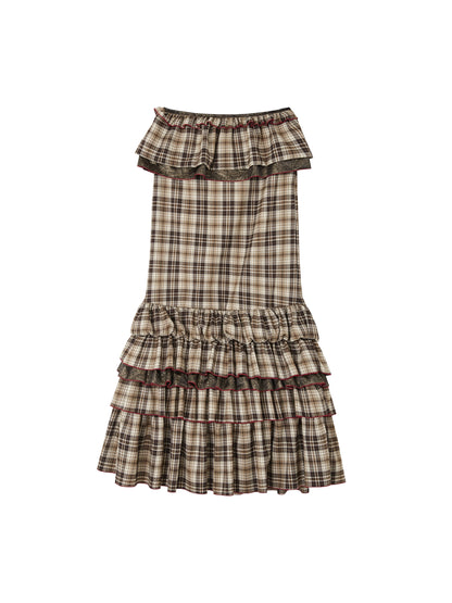 [Spot] OfAkiva's "Mix and Match Willingness" two-wear, adjustable length and short fishtail skirt, checked umbrella hem cake dress