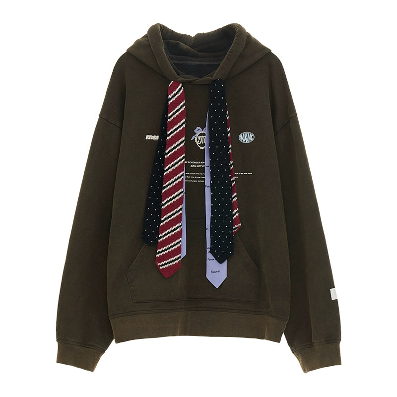 Contrasting Multi-Tie Logo Hooded Sweatshirt