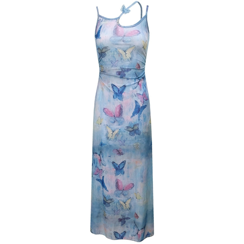 Schmetterling Graffiti Druck Slip Kleid