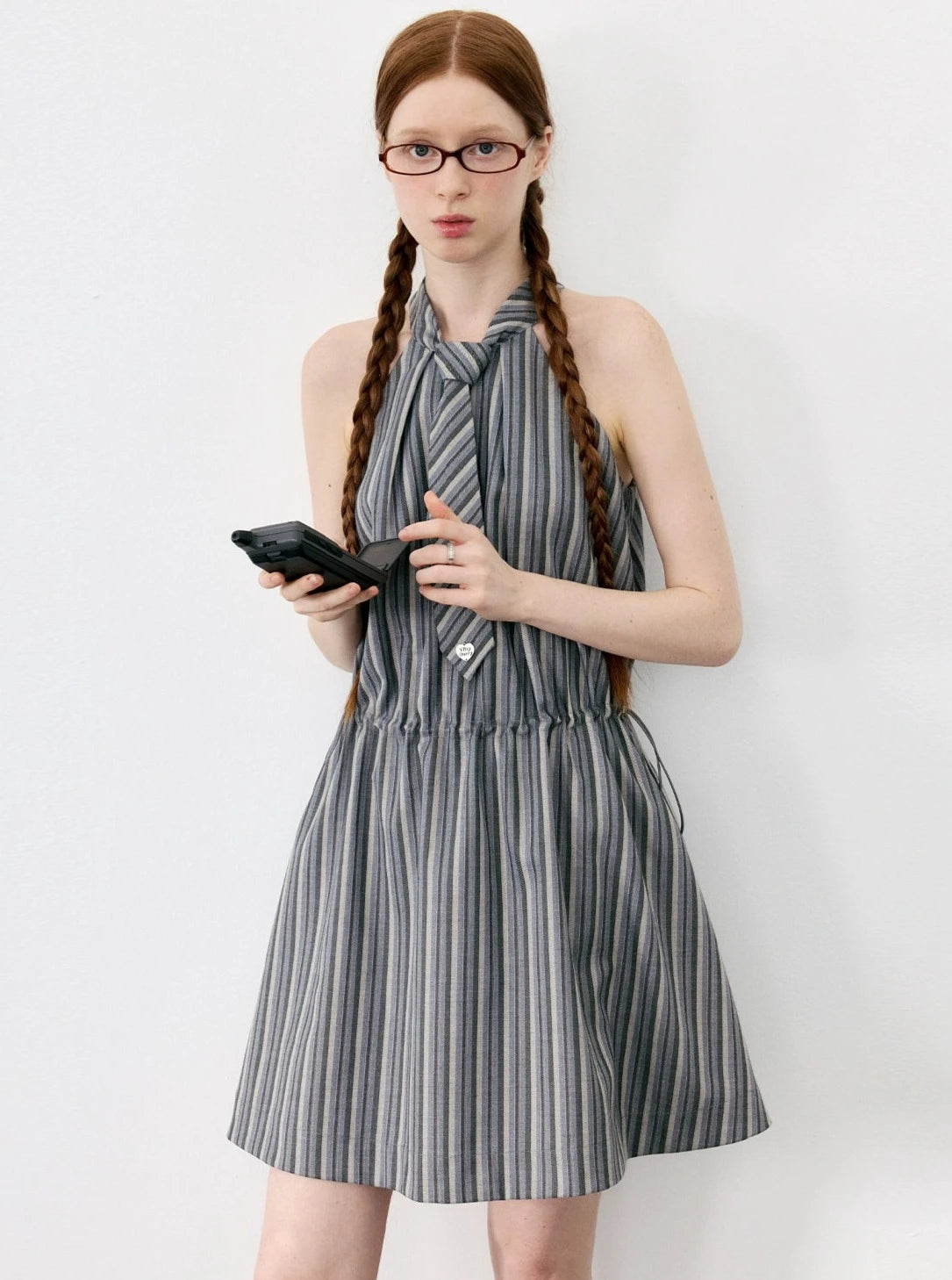 Halterneck Striped Dress