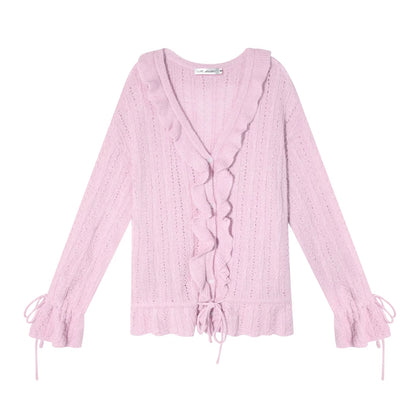 Wool Mohair Ruffled Cardigan