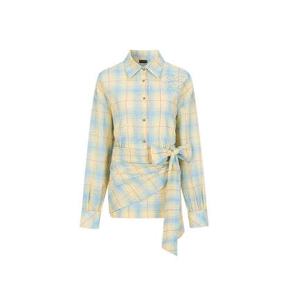 Lace-Up Bow Shirt Dress