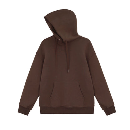 Hooded velvet thickened brown sweatshirt