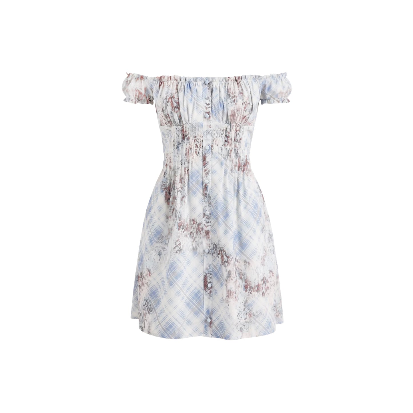 Karierter Morgennebel-Kleid