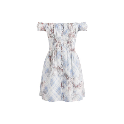Karierter Morgennebel-Kleid