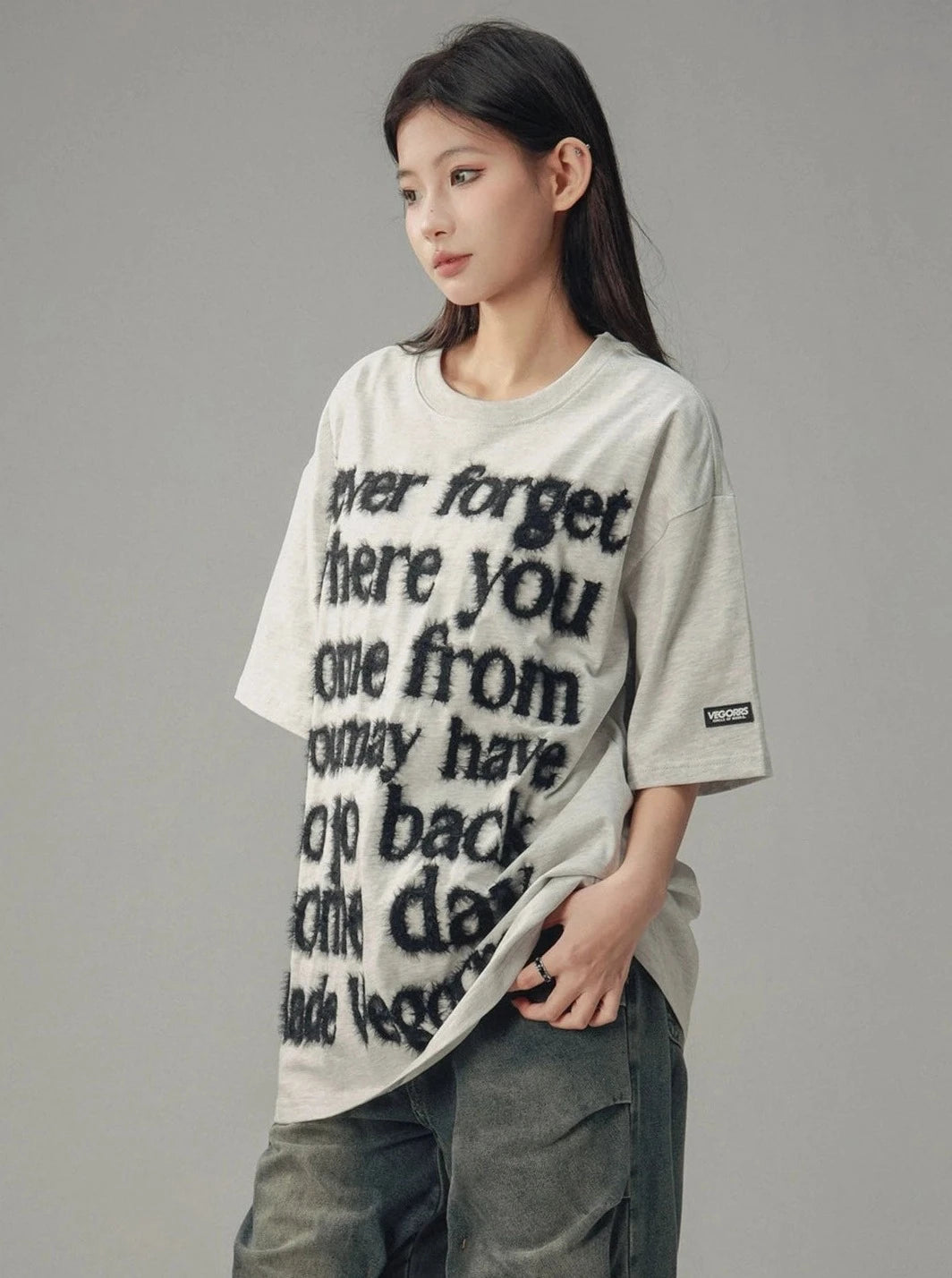 Vintage Letter Print Crew Neck T-Shirt