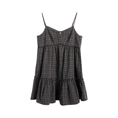 Plaid Ruffled Camisole Dress