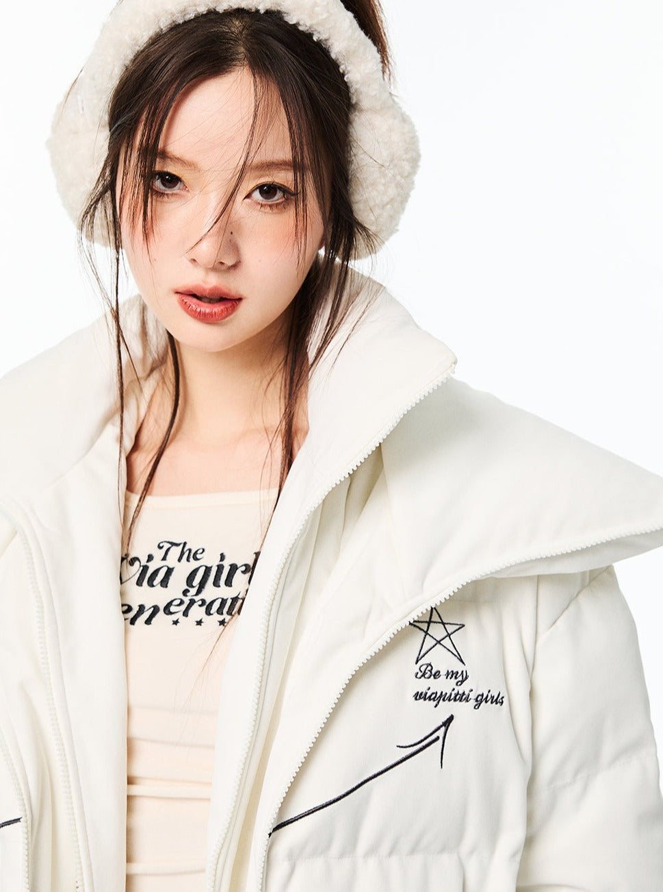 double-layered high-neck down jacket