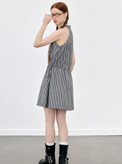 Halterneck Striped Dress