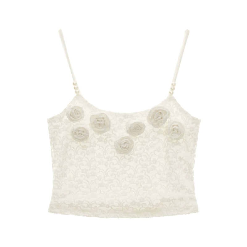 Slim Flower Lace Camisole Set-Up