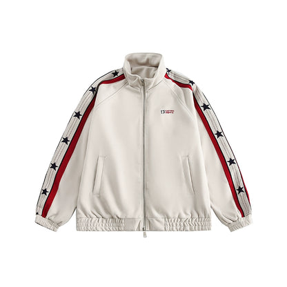 American Retro Color-Blocked Sport Jacket