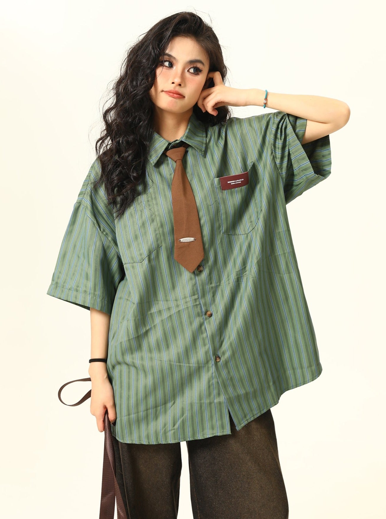 Gestreiftes, lockeres Vintage-Paar-Shirt