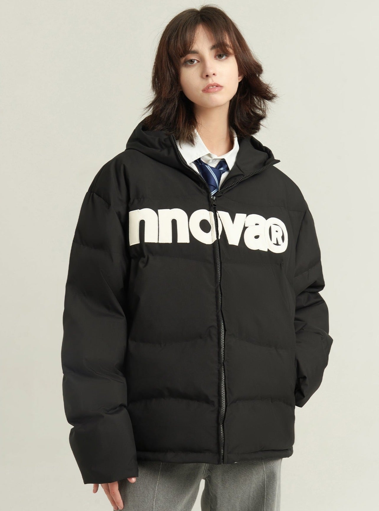 Basic LOGO hooded thick coat