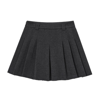 Retro Woolen Pleated Skirt