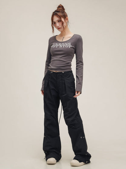 American Vintage Drawstring Bootcut Leg Pants