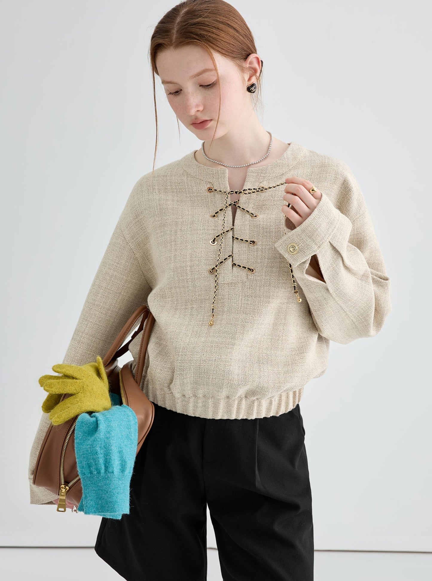 Knitted Thick Tweed Top