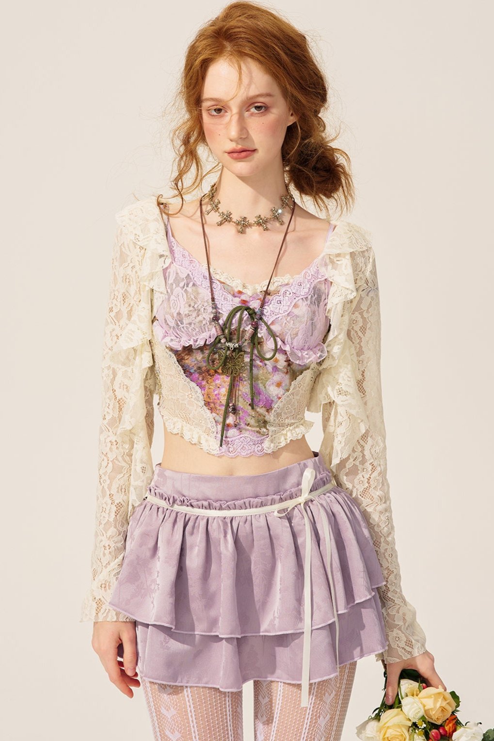 Purple Haze Lace Top and Skirt Set-UP