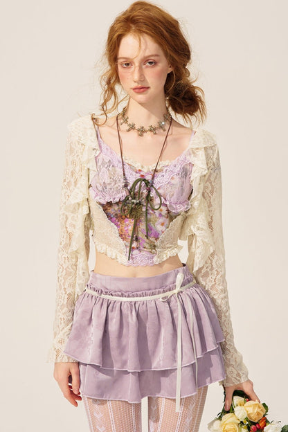 Purple Haze Lace Top And Skirt Set-Up