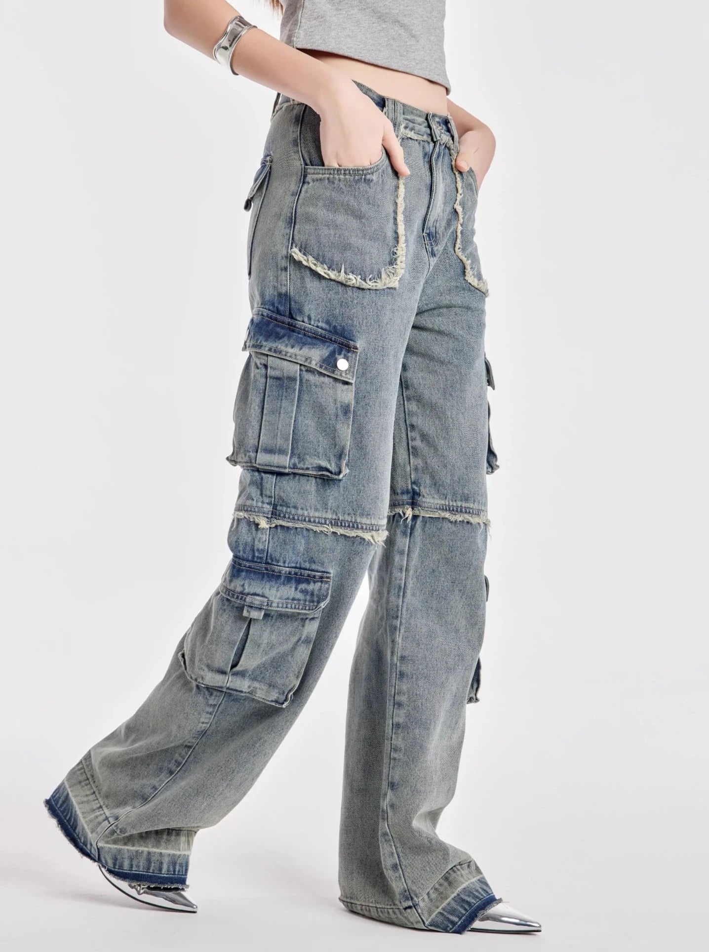 Cargo Large Straight Leg Jeans