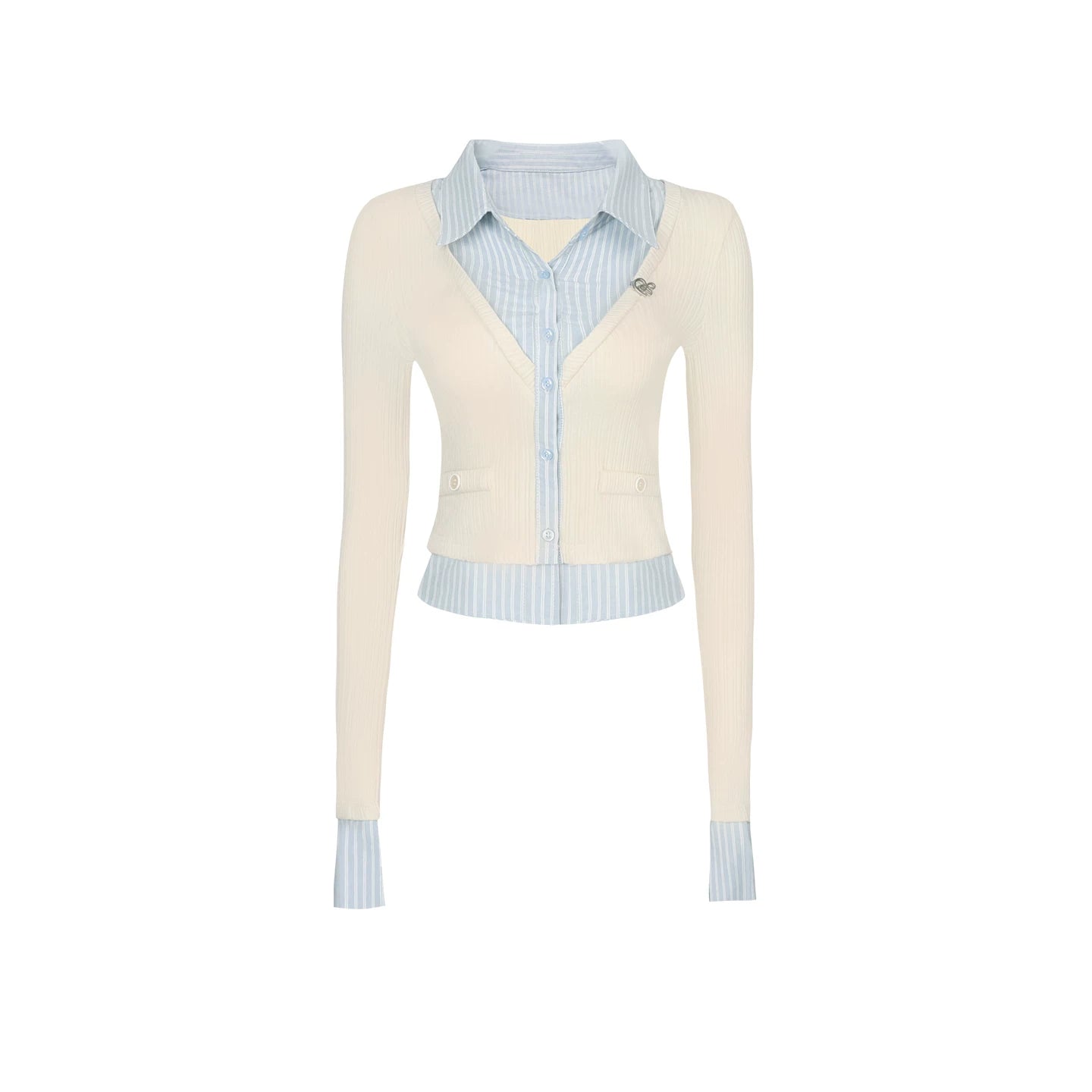 Patchwork Two-Piece Blouse Suit Set-Up