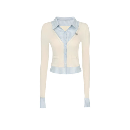 Patchwork Two-Piece Blouse Suit Set-Up